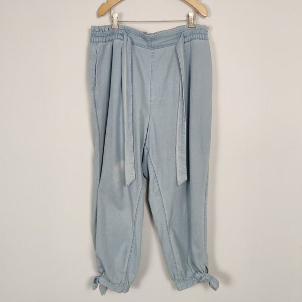 American Eagle Outfitters Women's Pants Size XL Blue Cotton Jogger Casual TieLeg